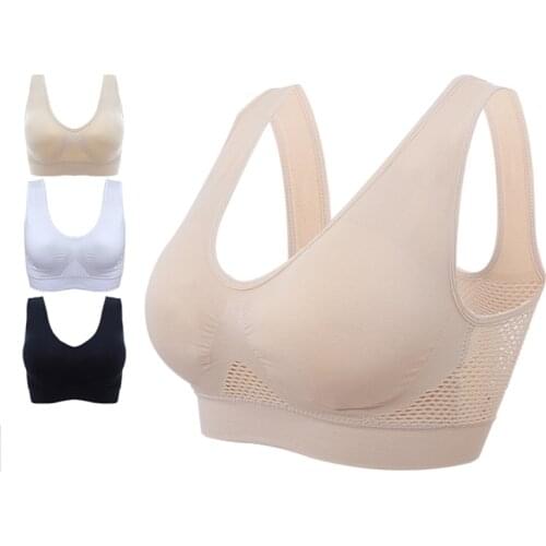 S-3XL Large Size Women New Design Comfort Aire Bra Hollow Mesh Breathable Yoga Underwear Shockproof Sports Support Fitness Bras