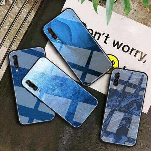 Blue art Tempered Glass Case For Samsung Galaxy A10S A10E A20S A20E A30S A40 A50S A60 A70 A80 A90 A6 A7 A8 Shell
