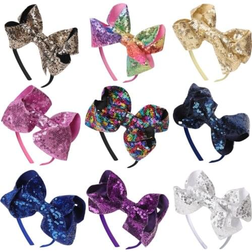 CN Sequin Bow Headband for Girls Fashion Hairband Glitter Hair Bows Headbands Party Headwear Kids Hair Accessories