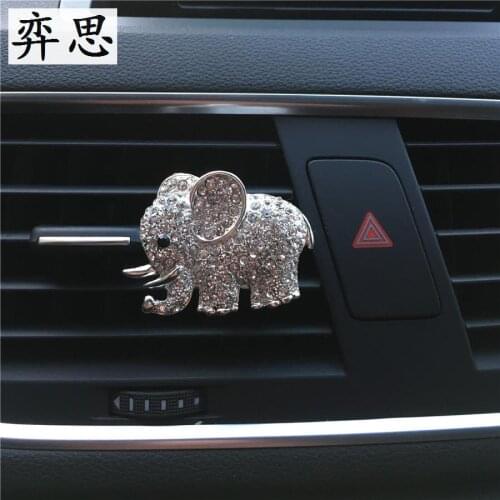 Automobile styling Lovely metal elephant car air freshener Ladies car perfume Ornaments Rhinestone Elephant perfume