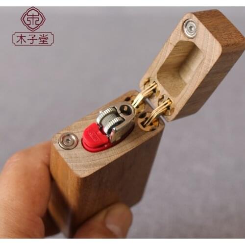 Wooden Lighter Shell Hollowed Out Hinge For BIC J3 Disposable Gas Lighter 84*40*20MM