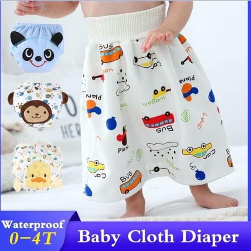 Animal Cartoon Baby Cloth Diaper 0-4-8 Age Cotton Baby Diaper Training Skirts High Waist Waterproof Toddler Cotton Diaper Cover