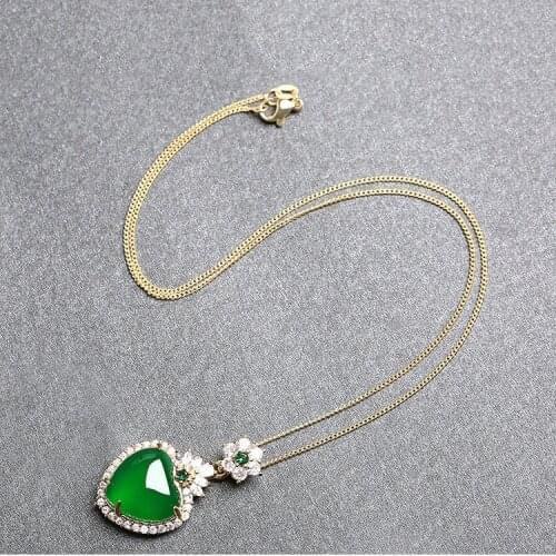DIWENFU 14K Gold 45 Cm Necklace Green Topaz Jewelry Pendant for Women Bijoux Femme Collares Mujer Bizuteria Green Topaz Gemstone