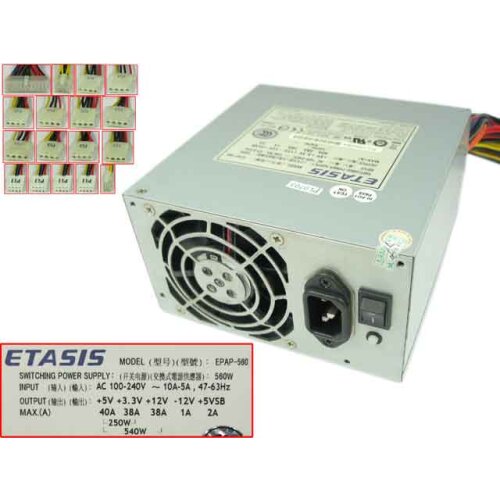 ETASIS EPAP-560 Server Power Supply 560W PSU Sever Computer