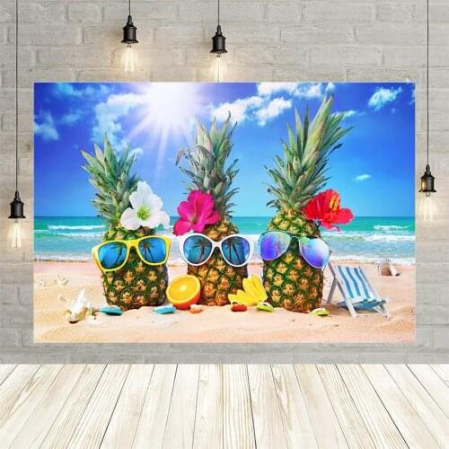 Avezano Pineapple Party Photography Backdrops Summer Sea Beach Sunchine Blue Sky Hawaii Holiday Photo Backgrounds Studio Shoot