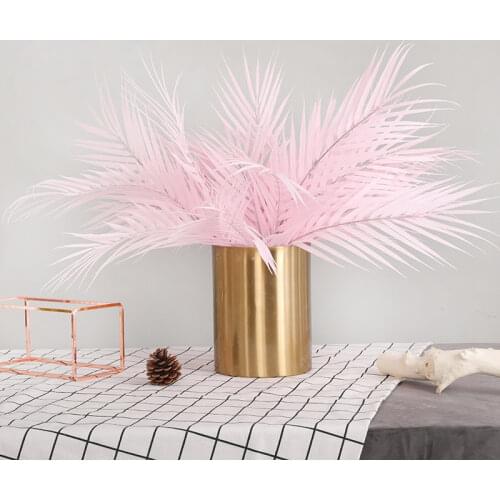 Artificial Plants Palm Bouquet House Decoration 7 Leaves Green Pink Blue Plastic Palm Indoor Plants Fake Greenery Garden Decor