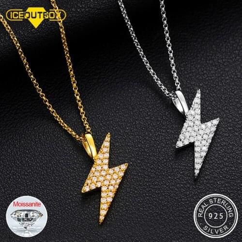 Exquisite Lightning Pendant Necklace For Women Moissanite Diamond 100% 925 Sterling Silver Iced Out Party Ornament Jewelry Men