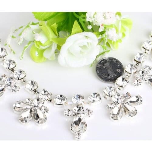 Boutique Fancy glass crystal sew-on Rhinestone chain For DIY Wedding Dress Decoration and headpiece jewelry accessories 1yard