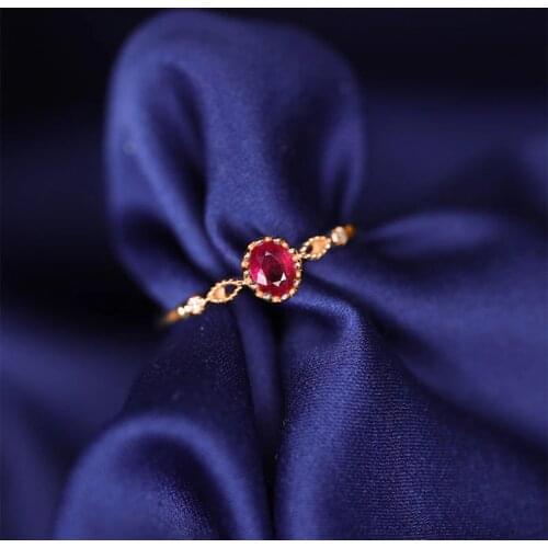 New original design oval faceted ruby opening adjustable ring winding creative light luxury charm women silver jewelry