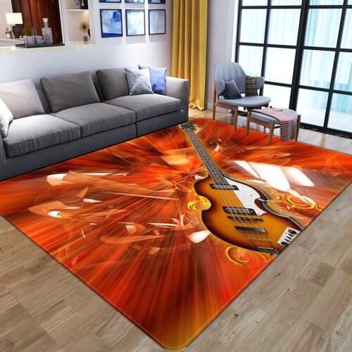 Living Room Bedroom Rug Flame Creative Guitar Pattern Rug Baby Room Custom 3D Logo Play Mat At Home Printed Rug