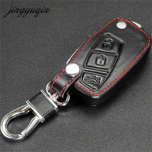 Jingyuqin Leather Flip Key Set Cover Case fob protection For FIAT Panda Stilo Punto Doblo Grande Bravo 500 Ducato Minibus