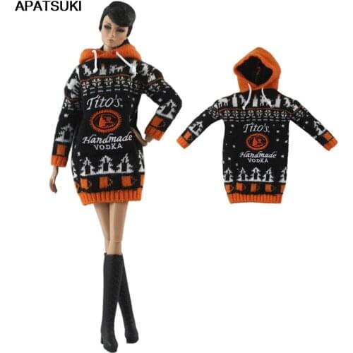 Black Brown Fashion Doll Clothes for Barbie Doll Outfits Sweater Hoodie Christmas Gift 1/6 BJD Doll Accessories Toys