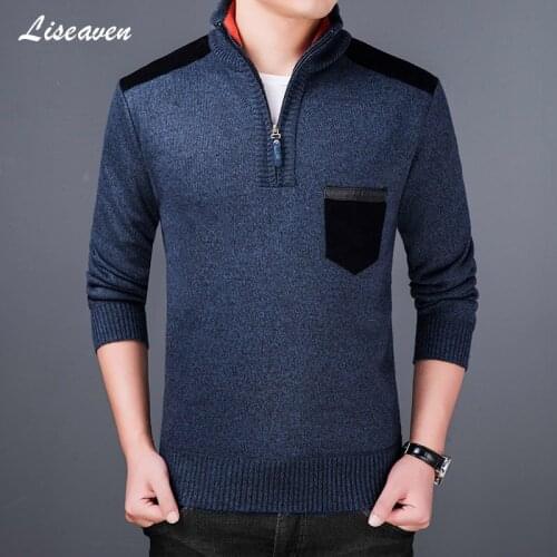 Liseaven Men 2019 Thick Fleece Sweater Turtleneck Winter Mens Pullovers Slim Fit Jumpers Knitwear Pull Homme Sweaters