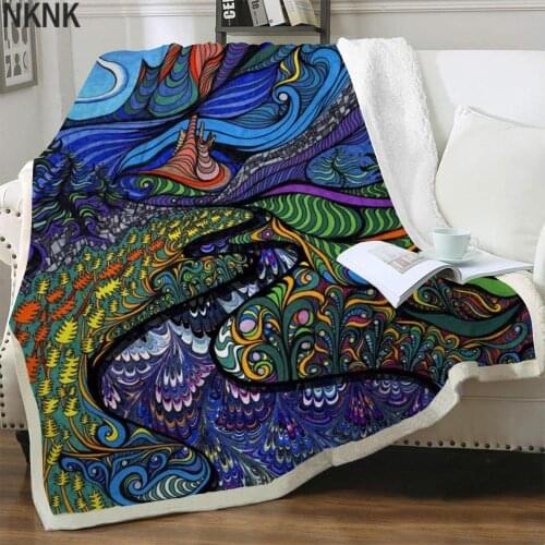 NKNK Brank Hippie Blanket Colorful Bedding Throw Gradient Plush Throw Blanket Funny Blankets For Beds Sherpa Blanket Animal