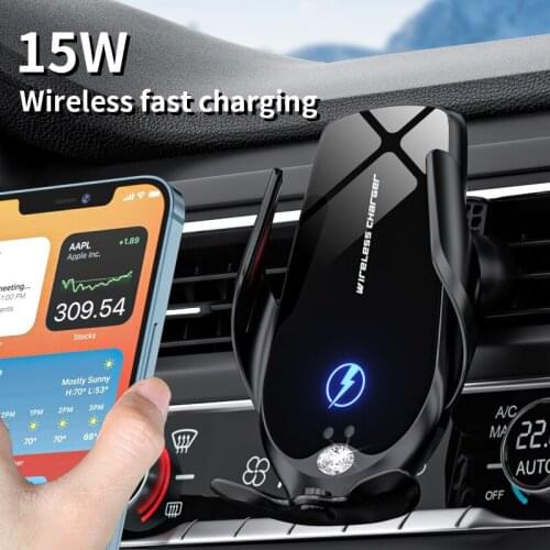 2021 new 15W Qi wireless charger fast charging car phone holder for iphone 12/12Pro 11/11Pro 8Plus X/XR Samsung S8/9 Huawei P30
