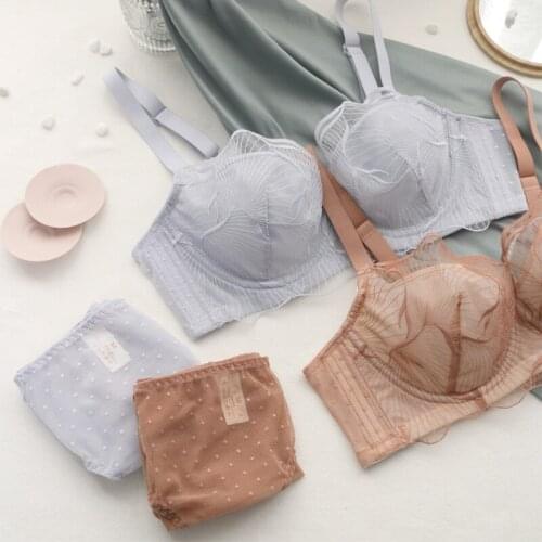 Wasteheart New Fashion Women Pink Sexy Lingerie Lace Bralette Cotton Panties Push Up Padded Underwire Bra Sets Lingerie C