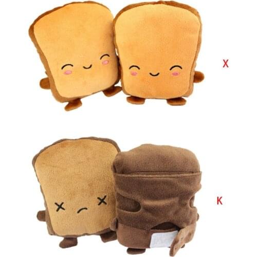 1Pair Women Cute Toast Bread Embroidery Face Hand Warmer Winter USB Heating Gloves