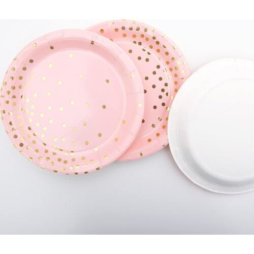 20 Set Glitter Disposable Paper Plates Cups Set Baby Shower Wedding Kids Birthday Party Decoration Dinner Tableware Supplies
