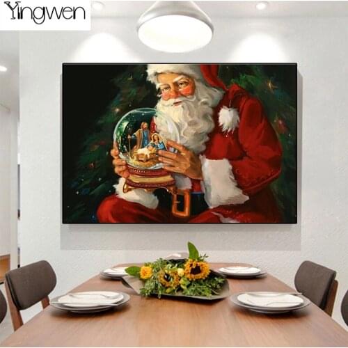 Full Diamond Painting 5D Craft Picture Santa Claus Crystal Ball Beads Embroidery Cross Stitch Kit Christmas Home Decoration Gift