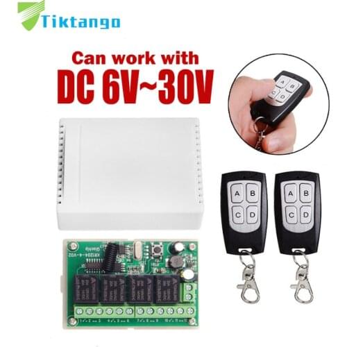 Tiktango 4chanel EV1527 RF Transmitter and 433Mhz Remote Controls DC 12V24V 10A Wireless Remote Switch 4CH Relay Module Receiver