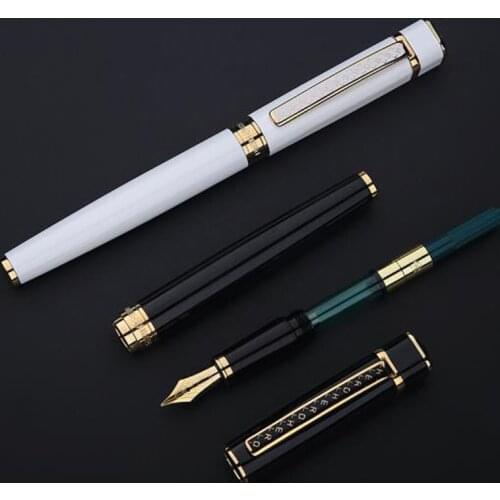Hero 979 Square Cap Metal Business Office Fountain Pen Golden Plates Clip Iridium Fine Nib 0.5mm Fine Quality Writing Ink Pen