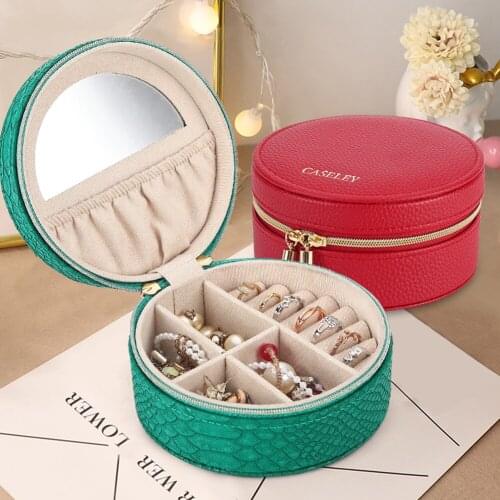 Jewelry Box Jewelry Organizer Display Travel Jewelry Case Boxes Portable Earring Holder Leather Portable Storage Zipper Jewelers