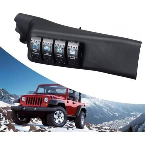 Blue A Pillar Switch Panel Kit 4 LED Pod Left Hand for Jeep for Wrangler 11-18 JK