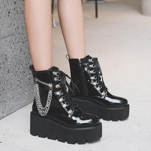 Demonia women boots lace up platform boots High Heel ankle Boots for women shoes female autumn motorcycle boots black booties