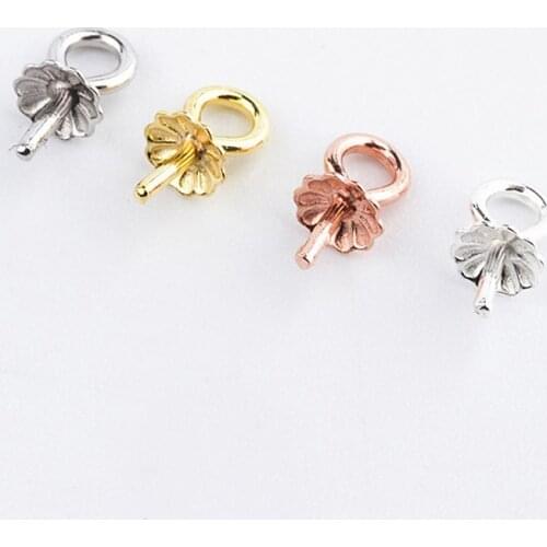 10pcs/lot 925 Sterling Silver Pearl Bead Flower End Cap 3mm Pendant Conenctor Beads Cap Trays DIY Jewelry Make Women Earrings