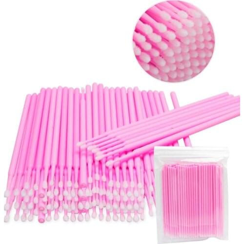 1000PCS Disposable Makeup Cotton Swabs Pink Eyelash Extension Grafting Tools Kit Durable Micro Individual Lash Removing Tools