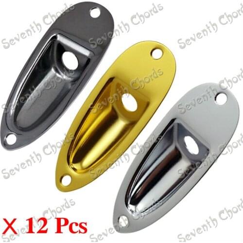 12 Pcs 3 Colors Boat Style Electric Bass Guitar Metal Jack Plates - Chrome - Black - Gold (CXGB-3S-12)