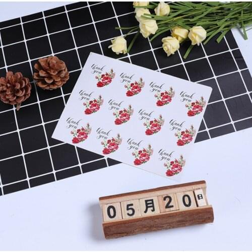 1200pcs/lot Thank you Rose Flower Adhesive Sticker DIY Gift Packaging Seal Label Paper Decoration For Valentine wedding party