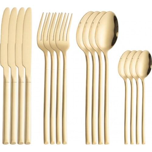 16Pcs/set Knife Fork Coffee Spoons Dinnerware Set Stainless Steel Tableware Set Western Kitchen Dinnerware Set Steak Cutlery Set