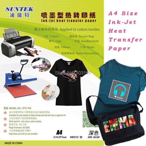 20pcs/lot) Iron On Dark Color T-Shirt Thermal Transfer Paper For Ink-Jet Printer (8.27*11.69in)