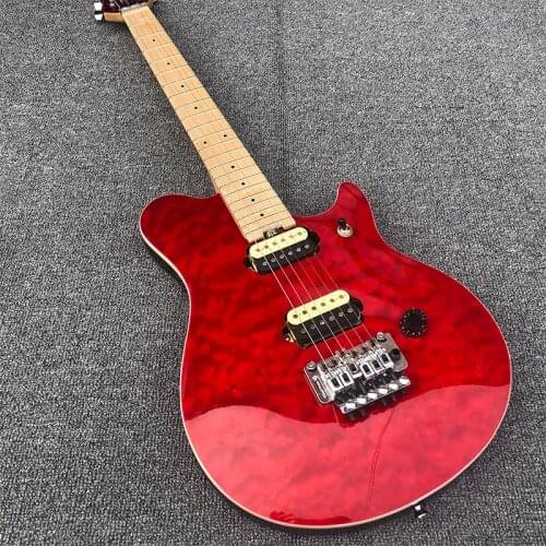 2020 custom 6-string electric guitar, flocculent maple veneer, double rocking bridge, black and white pickup, free shipping