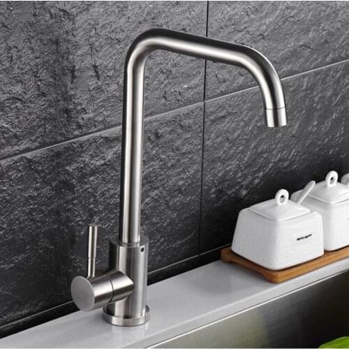 360 Single Handle Single Hole Kitchen Faucet Mixers Sink Tap Wall Kitchen Faucet Modern Hot and Cold Water 304 Stainless Steel
