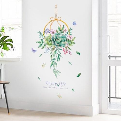 3D Garland Wall Stickers Flowers Living Room Study Backdrop Wall Decorations Bedroom Door Sticker Warm Wallpaper Room Decor Art