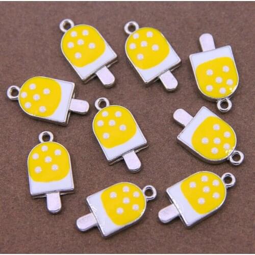 6pcs Summer Dessert Alloy Metal Drop Oil Ice Cream Charms Pendant For DIY Bracelet Necklace Jewelry Making Finding