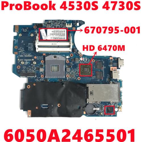 670795-001 670795-501 670795-601 Mainboard For HP ProBook 4530S 4730S Laptop Motherboard 6050A2465501 216-0809024 1GB 100% Test