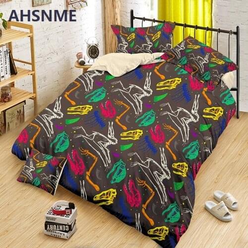 AHSNME Dinosaur Bedding Set Animal Skeleton Duvet Cover Sets for Single Bed Children Bedlinen Dropshipping Bedclothes