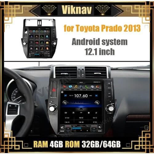 For Toyota Prado 2013 car DVD player auto radio multimedia player GPS navigation Android system tape recorder head unit 12.1