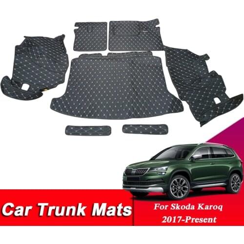 Car Styling Custom Trunk Mat For Skoda Karoq 2017-Present Leather Auto Cargo Liner Mat Pad Auto Internal Accessories