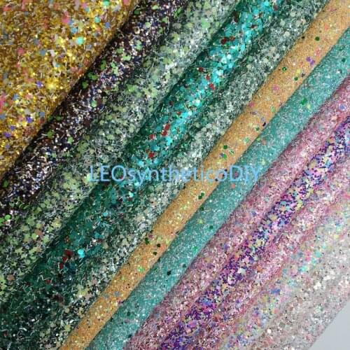 1PC 21X29CM Glitter Fabric, Chunky Glitter Leather with Sprinkles, Glitter Leather Sheets For Making Bows LEOsyntheticoDIY 4S20A