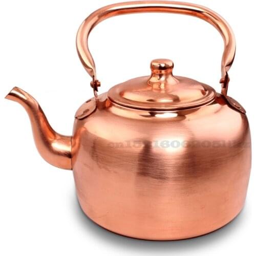 Large-capacity Copper Pot Household Flat-bottomed Kettle Handmade Pure Copper Pointed Bottom Soup Pot Suitable Gas Stove 5L