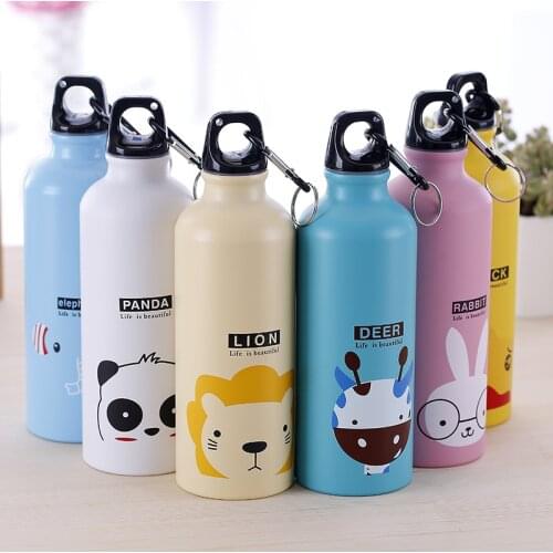 500ML Cartoon Kids Water Bottle Stainless For School Wide Mouth Travel Portable Sport Cycling Camping Bicycle Hiking Outdoor
