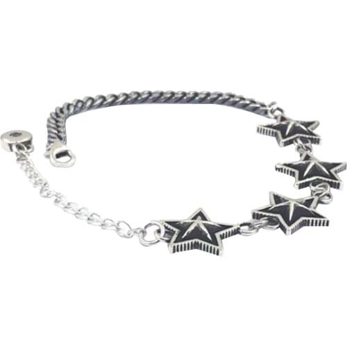 Sterling Silver Chain Vintage Style 4 Star Ornament Jewelry Fine Polished