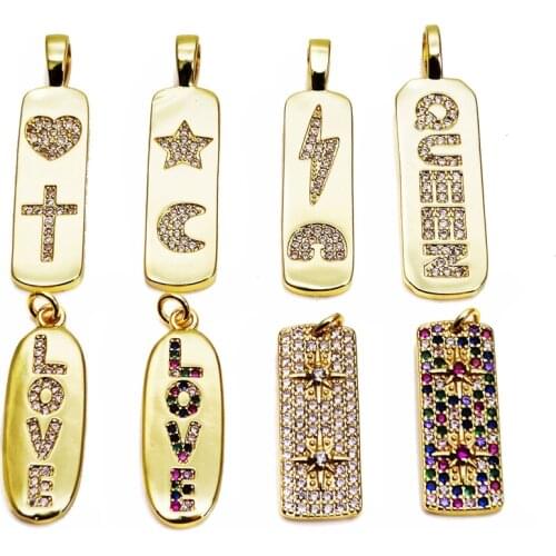 Full drill Stars moom pendant LOVE letter charms micro zircon gold plated QUEEN pendant DIY neck catenary necklace accessories