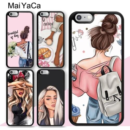 Fashion Girly Drawings Best Friends Sisters Art Case For iPhone XR X XS Max 12 mini 11 Pro Max SE 2020 6S 7 8 Plus 5S Back Cover