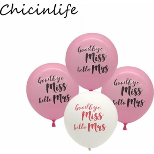 Chicinlife 10Pcs 10inch Goodbye Miss Hello Mrs Latex Balloons Bachelorette Party Decor Bridal Shower Hen Party Wedding Supplies