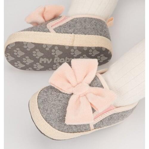 Baby Canvas Classic Sports Sneakers Baby Girl Bowknot Princess Shoes Cotton Soft Sole Anti-slip Infant First Walkers 0-18M